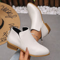 Fashionexportplus size leather boots women's boots pure colorslimming look pointed toe back zipper casualthick sole thick heel boots women's single