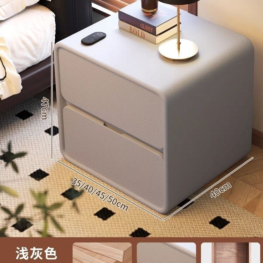 Langyu jia accessible luxury modern casual storage for home bedside cabinet bedroom narrow small ultra small leather leather solid wood