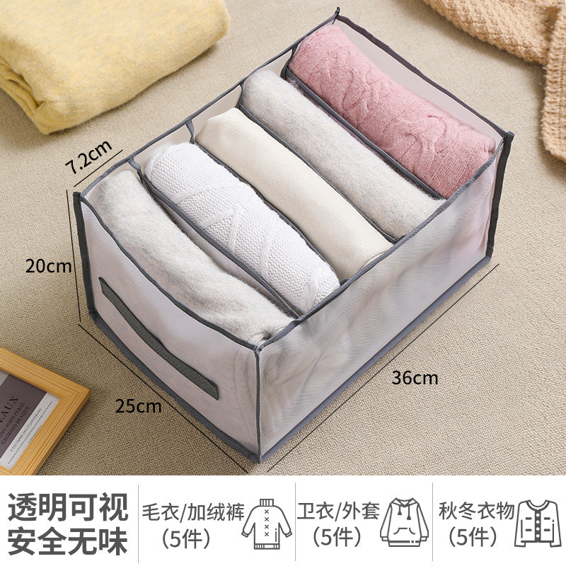 Portable large clothes, pants storage box, wardrobe sorting storage box, t-shirt, short-sleeved jeans, shirt classification