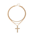 Full diamond cross necklace wholesale cross-border accessible luxury niche design pendant women's retro stacked high-end jewelry