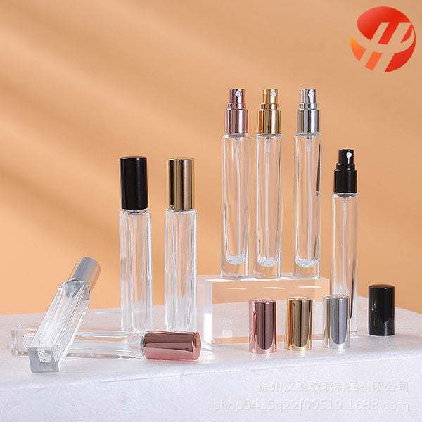 Transparent glass perfume bottle 10ml with lid travel portable hydrating delicate spray bottle sample cosmetics empty bottle
