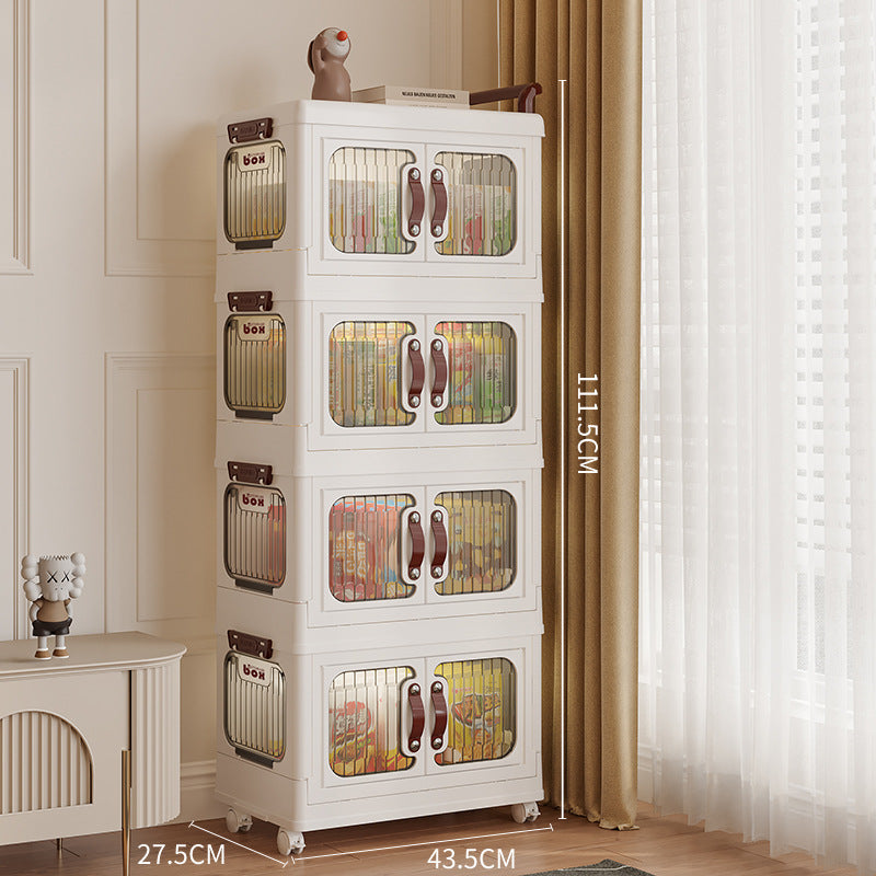 Xinle, light luxury cream wind cart storage cabinet, installation-free storage cabinet, double door multi-layer thickened storage box