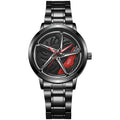 New hollow-out creative tech men's steel band watch with rotating bezel - cross-border quartz watch