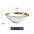 New arrival high-end gold-plated edge western steak plate matte ceramic bowl plate set combination large hat bowl wholesale