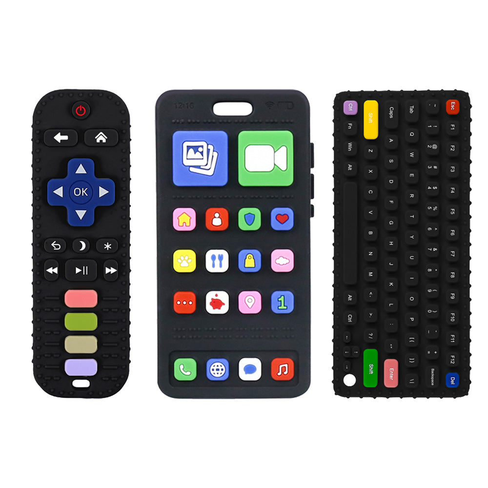 Cross-border silicone mobile phone toothpaste baby anti-eating hand grinding stick soothing toy biting le toothpaste baby food grade