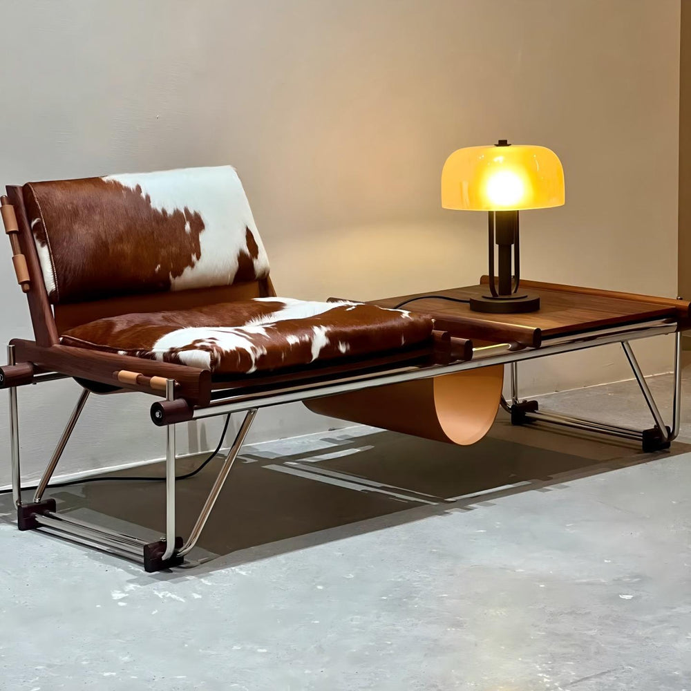 Italian living room book and newspaper chair balcony single sofa casual chair bauhaus style cow leather bench cow chair