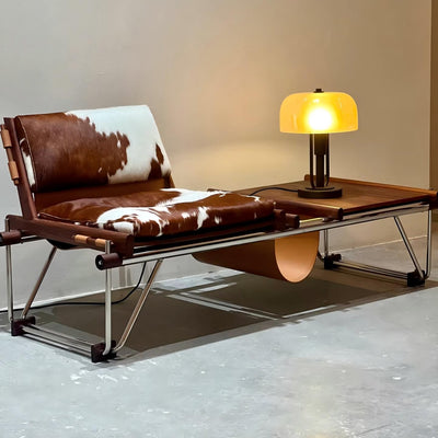 Italian living room book and newspaper chair balcony single sofa casual chair bauhaus style cow leather bench cow chair