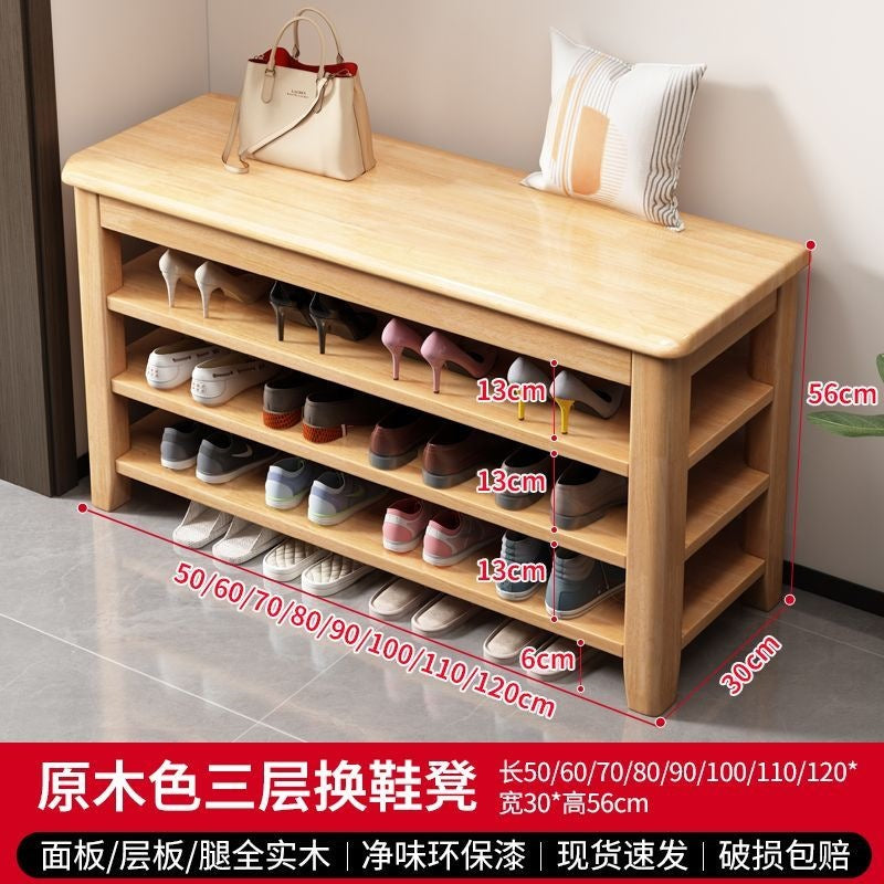 All solid wood shoe changing stool shoe cabinet door for home entry stool all-in-one multi-layer popular multi-functional floor-standing shoe rack