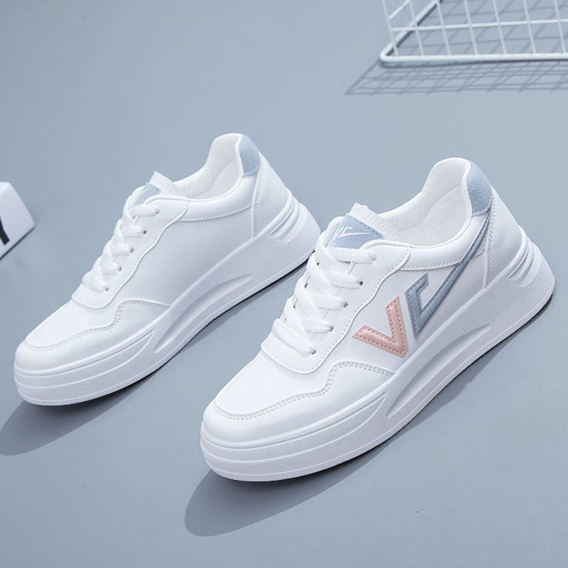 spring/autumn new arrivals: women's lightweight campus style outdoor leather white sneakers for spring/summer