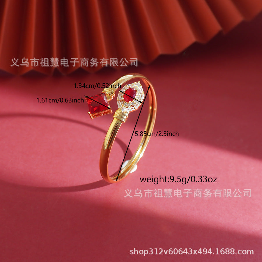 Middle eastern women's sparkling clear elegant round zircon bangle couple engagement wedding jewelry fashion accessories