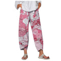 new  wide-leg pants: relaxed fit, cotton linen blend, printed, pocketed, elastic waist, cropped length - women's - in stock