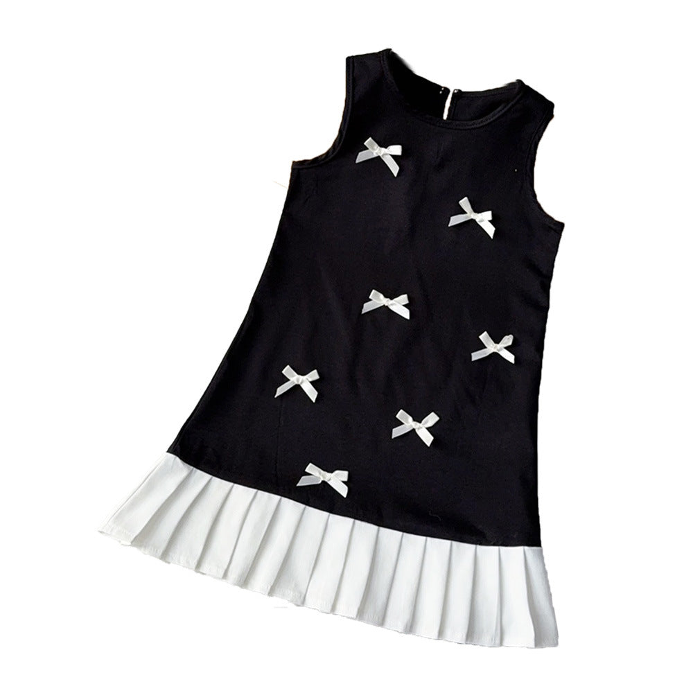 Girls' chanel-inspired vest dress,  summer new arrival, sleeveless korean style slim-fit patchwork dress for baby girls