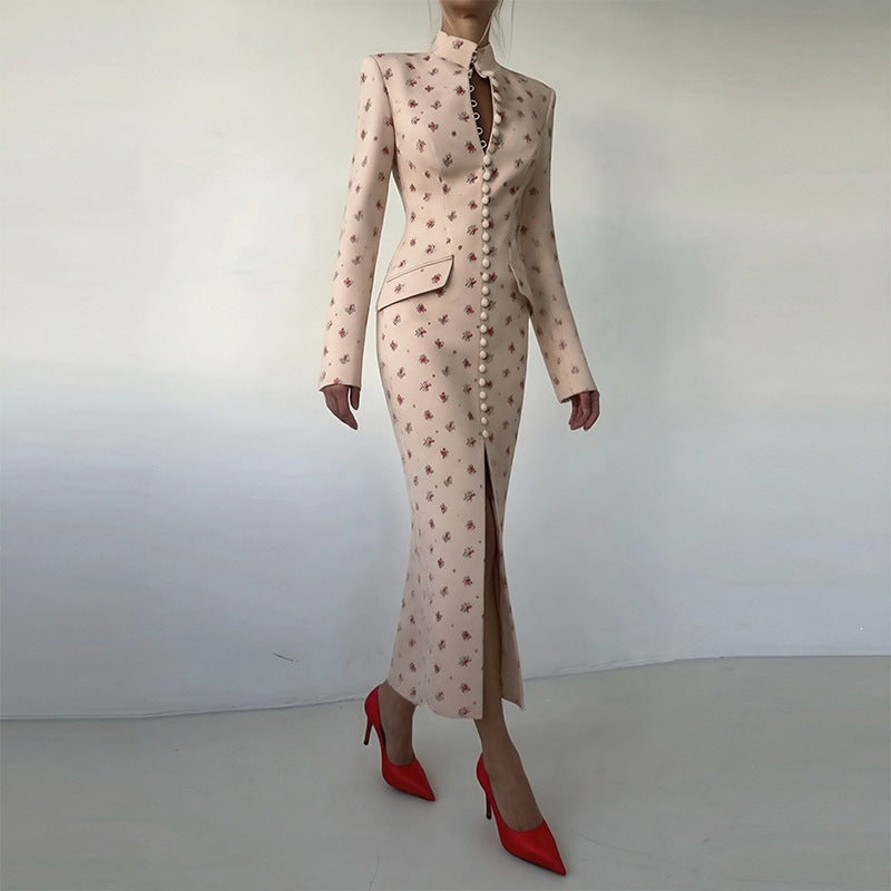 new summer women's clothing - export fashion european and american style dress - elegant button-down polka dot slit bodycon dress