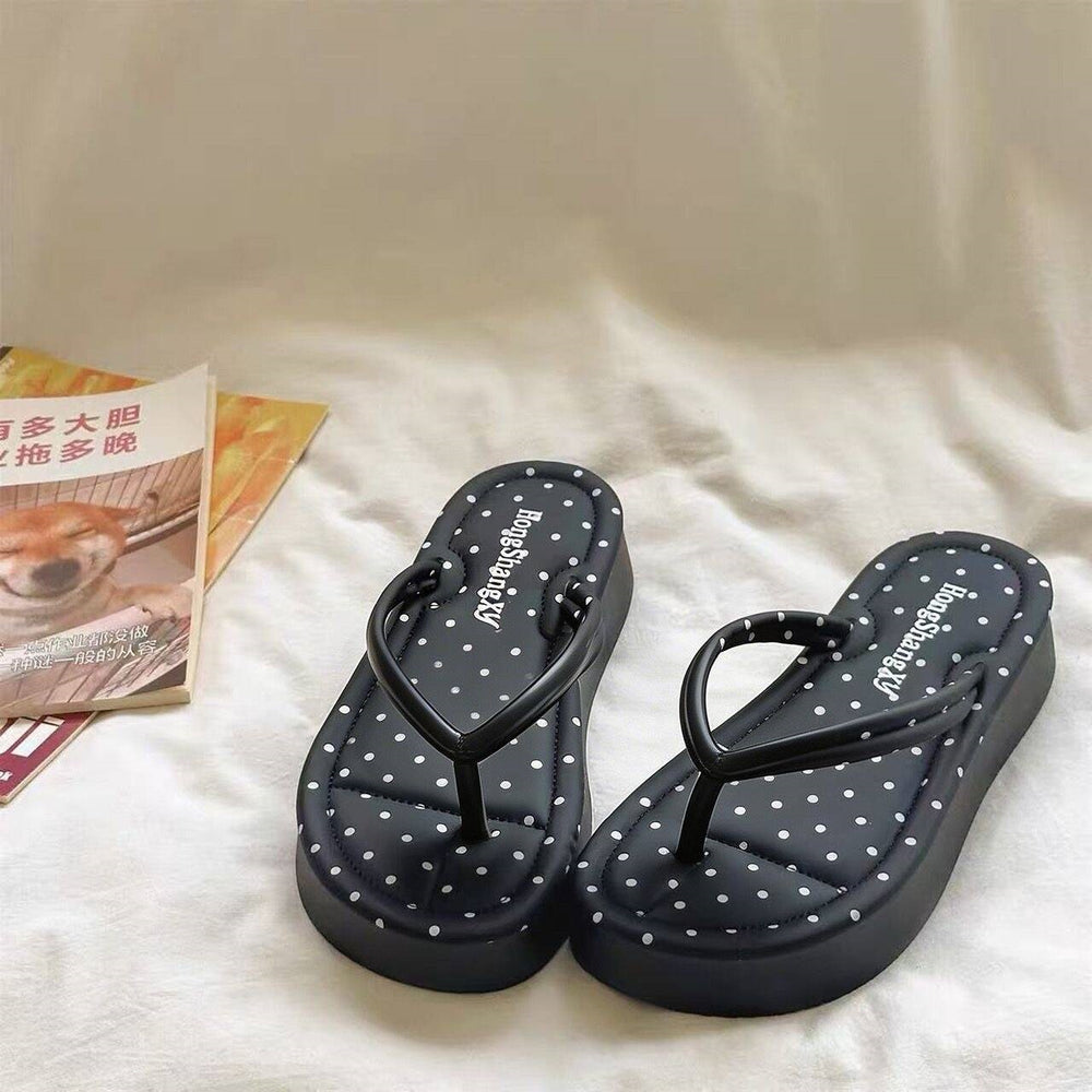 Outwearplaid summerfashionpopulareasiest for matchfairy stylecasualheight-increasing soft bottom flip-flop sandals