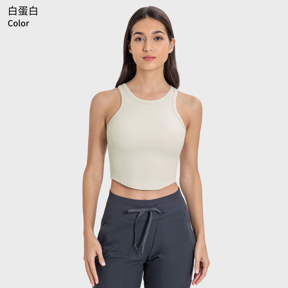 Vertical rib 2.0 new arrival quick-drying sports vest with chest pad tops sleeveless back yoga wear dss082