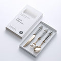 Retro hepburn style stainless steel tableware three-piece knife, fork and spoon set ceramic handle fork and spoon gift box gift wholesale