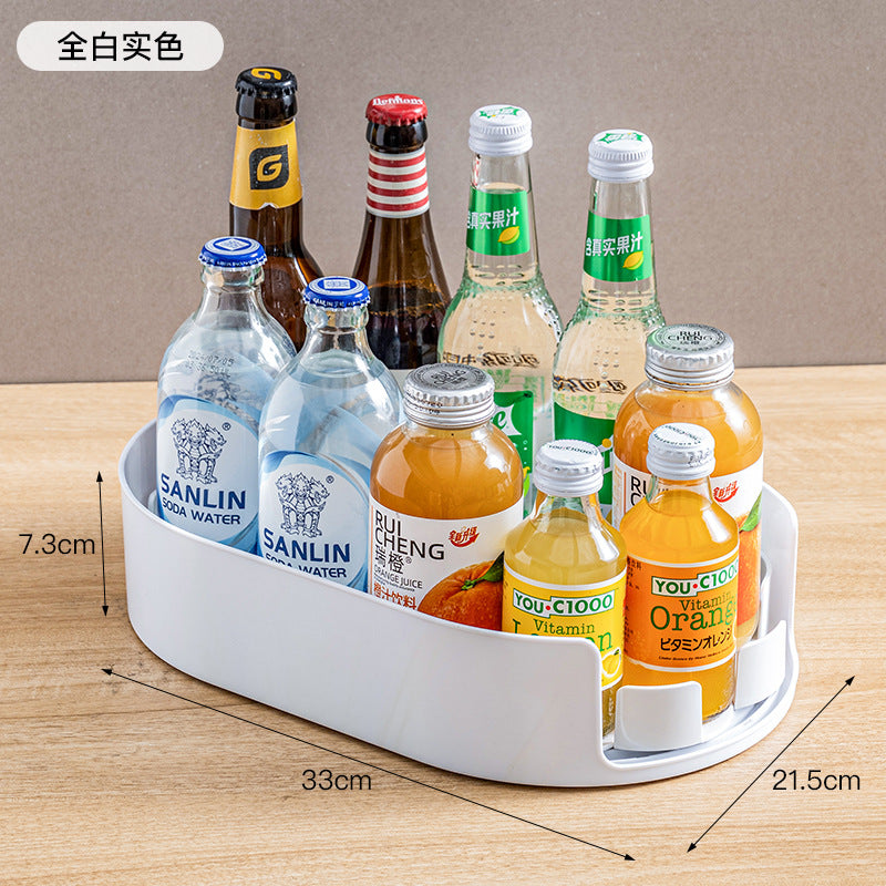 Refrigerator Beverage Storage Rotary Shelf Seasoning Organizing Box Seasoning Tray Wine Turntable Seasoning Tray