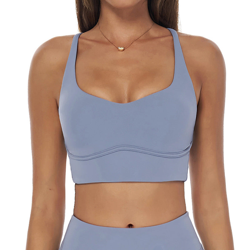 brushed tight back yoga bra cross thin strap sports vest running fitness quick-drying intimates7025