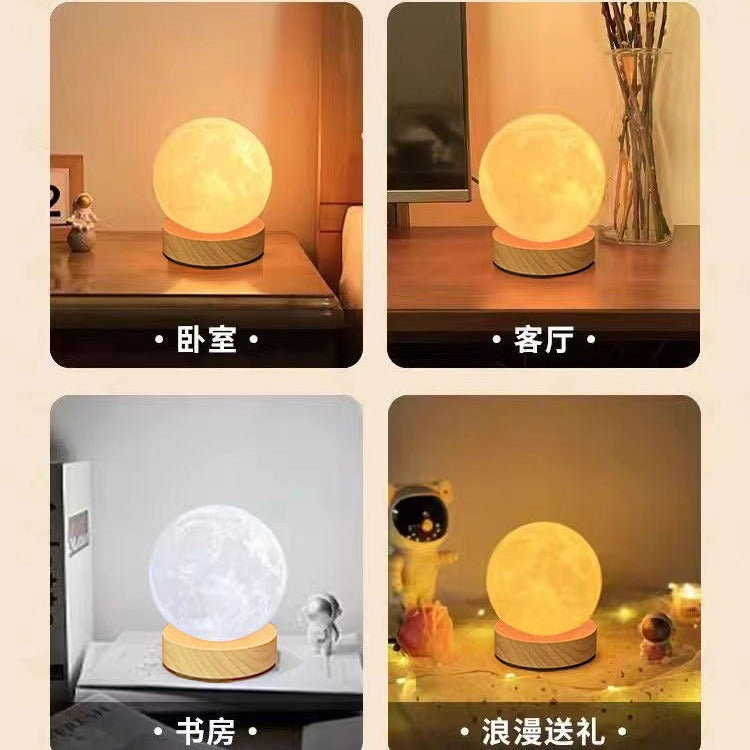 Original wooden moon night light desktop bedside bedroom usb direct plug-in moon with switch small table lamp ce certification