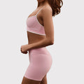 High-waisted, figure-hugging, color-blocked, cross-border camisole, shockproof, push-up, high-waisted, butt-lifting running and fitness shorts yoga set for women