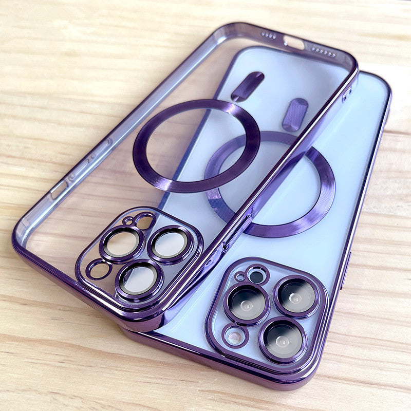 Suitable for iphone 17 electroplated magnetic cd texture lens film 16 phone case apple 15 magnetic full coverage protective case 14
