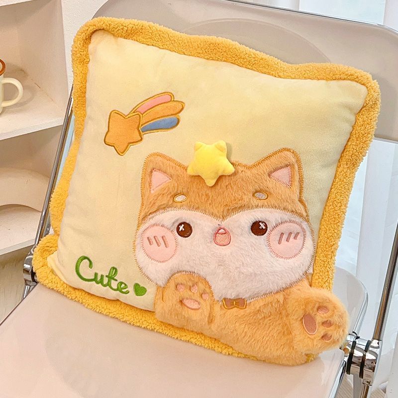 High-style throw pillow blanket, a 2-in-1 comforter, dual-purpose cushion, perfect for car rides, office use, or a quick nap under the ac