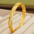 24k gold-plated copper middle eastern geometric hollow-out design women's bangle bracelet - perfect for brides, weddings, and parties