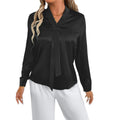 Real shot cross-border  women's summer satinshirtwhite women's export satin tops shirt wholesale