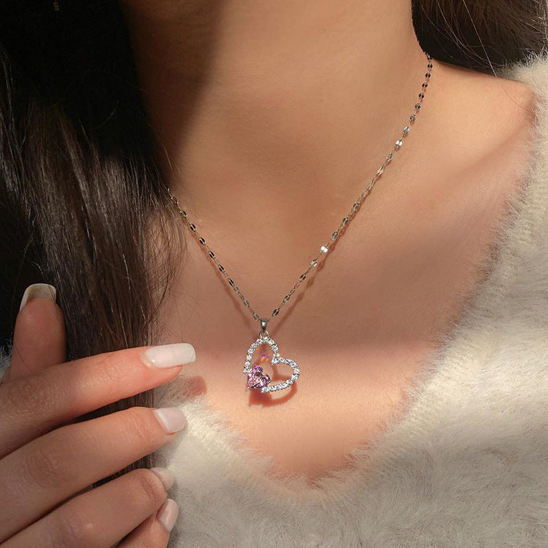 European and american cross-border fresh & sweet alloy angel wing heart pendant necklace - light luxury, niche, everyday versatile jewelry