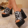 Export  summer new arrival leopard print sandals women's thick heel waterproof platform high heel thick solesexy catwalk shoes sandals