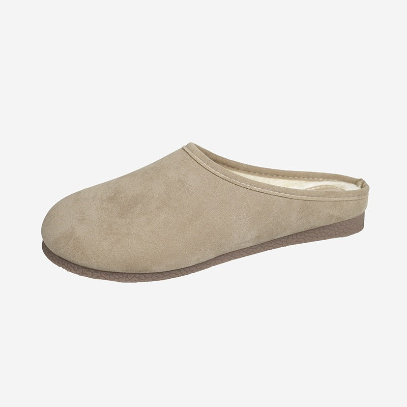soft bottom suede retro birkenstock shoes for women new arrivalthick sole toe-cap half drag lazy one-leg wool slippers