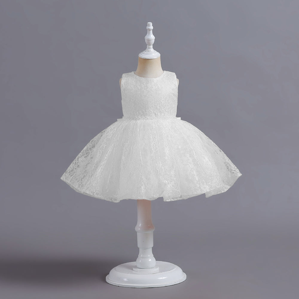 New arrival children's clothing kids dress lace bead chain princess dress baby girl first birthday dress girl dress