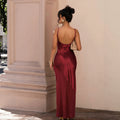 summer new european and american style camisole dress - sexy backless satin patchwork chiffon maxi evening gown