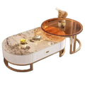 Slate oval coffee table for home living roomaccessible luxury moderncasual small apartment tea table 2024new arrival combination