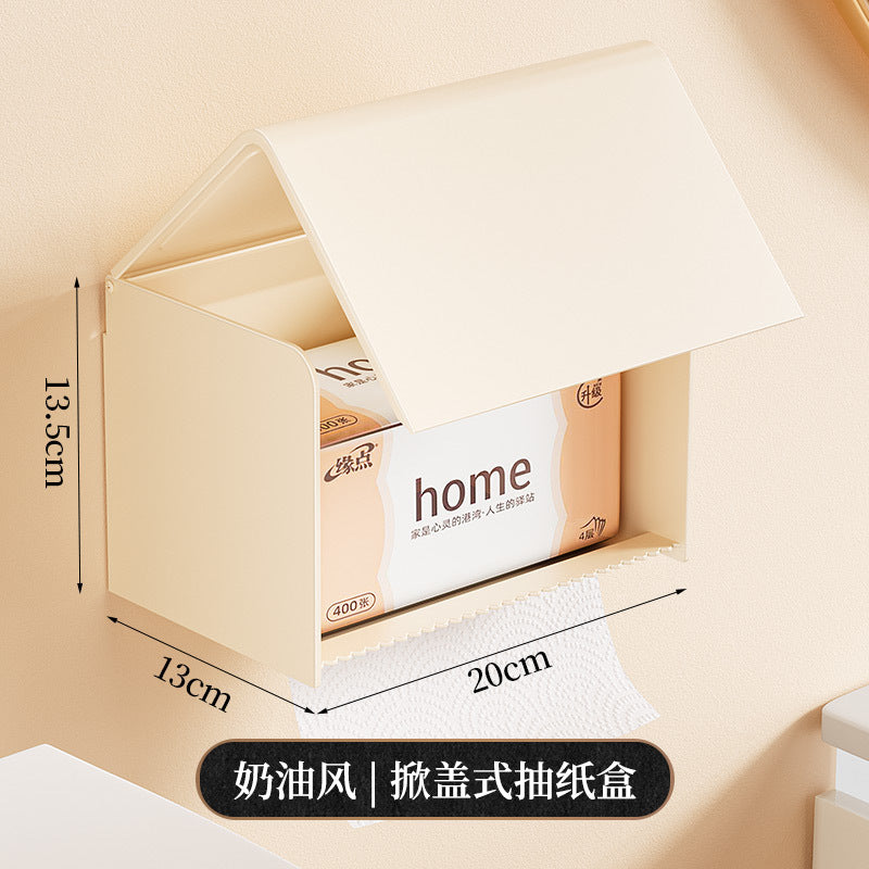 Cream Wind Bathroom Toilet Toilet Tissue Box No Punching Shelf Toilet Paper Holder Roll Paper Carton Tissue Holder