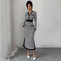 fashion  new arrival: chic & sophisticated v-neck black knit dress -  spring collection