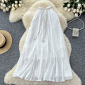 K-stylecasualhigh waisteasiest for match skirt for women summer gentle wind strap waist slimming look elegant large swing skirt