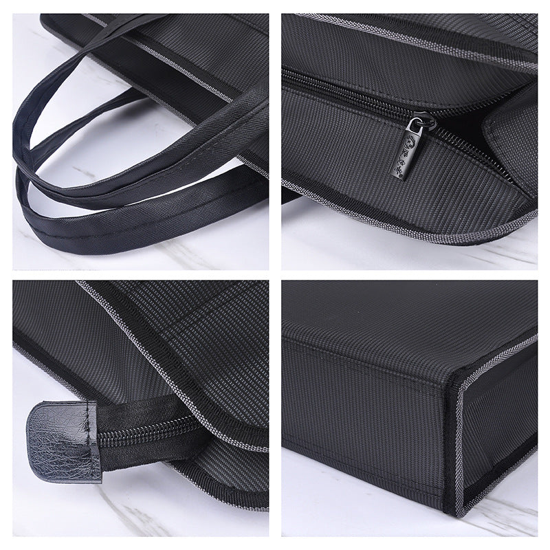 Large capacity double-layer office briefcase laptop bag conference document bag men's bag file bag business portfolio with printing option