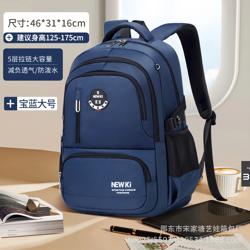 New schoolbag for high school students, children's backpack for primary school students in grades 3-6, large-capacity Oxford cloth business travel bag