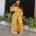 European and american cross-border women's fashion  summer new arrival: elegant casual v-neck printed shirt top and wide-leg pants set