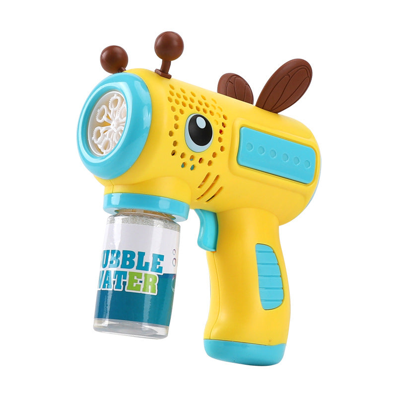 Kids' cartoon bee electric bubble gun - multi-hole bubble maker with lights - handheld bubble blower for outdoor fun