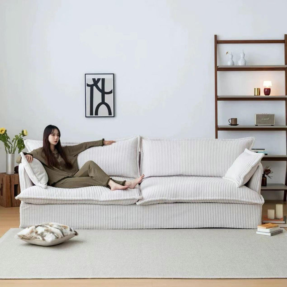 Fabric sofa corduroy cream retro small apartment scandinavianfor home living room double casual removable sofa