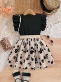 spring/summer new arrivals: european & american style girls' flutter sleeve knit pullover dress - princess dress for toddlers and young children