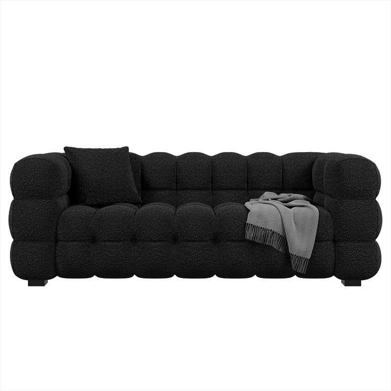 Nordic light luxury teddy lamb velvet sofa, modern minimalist cream style latex italian minimalist chaise lounge sofa