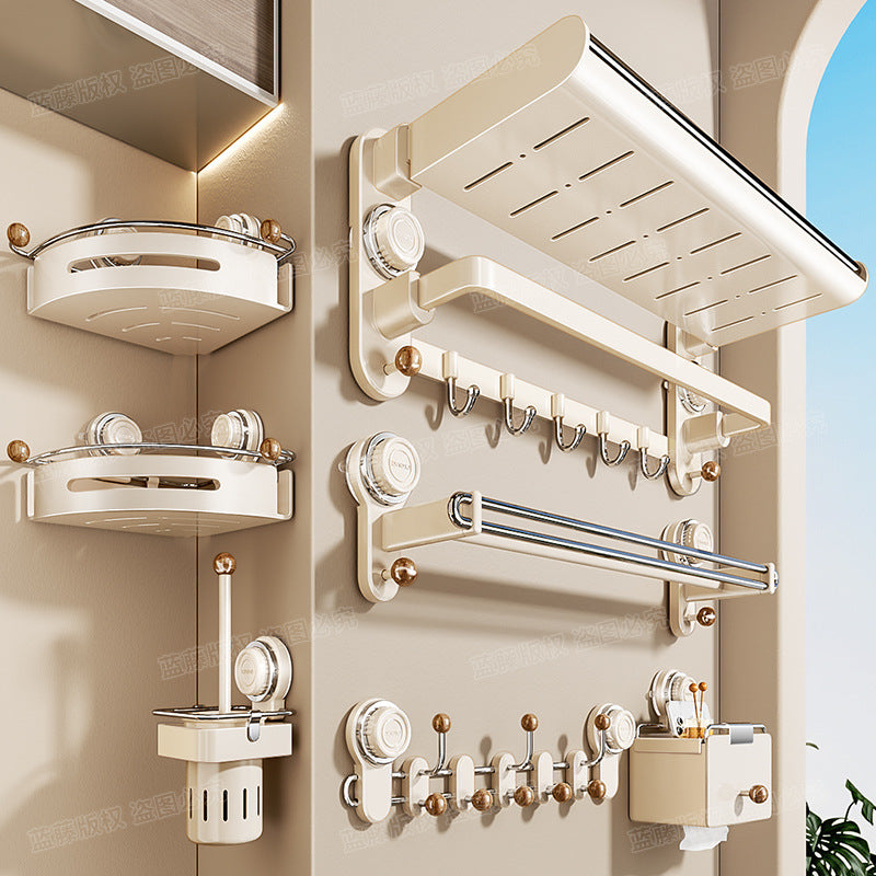 Suction cup, towel rack, toilet free punching, bathroom towel rack, bathroom rack, toilet cream wind pendant set.