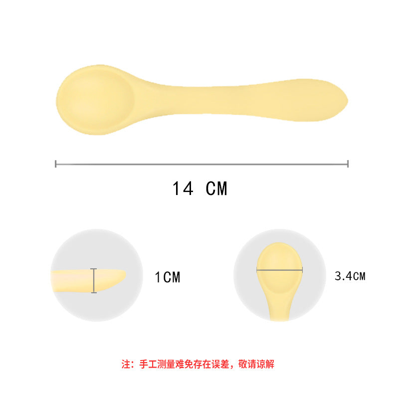 Children's fork and spoon baby spoon Children's learning to eat training Baby fork tableware Self-eating rice spoon Silicone