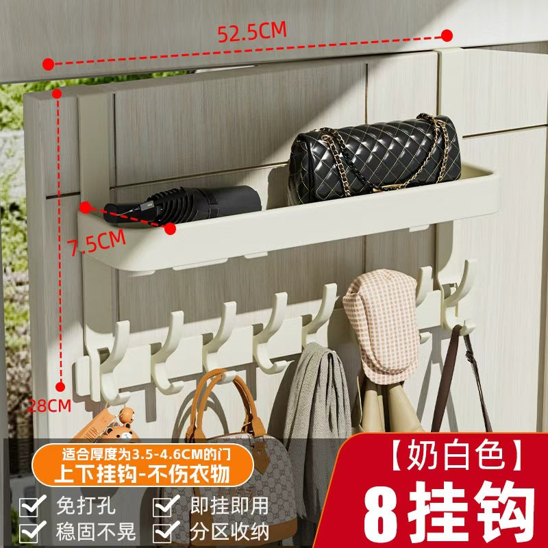 Double-layer storage rack behind the door, strong load-bearing, punch-free wall-mounted clothes hanger, door-mounted clothes and hat storage rack