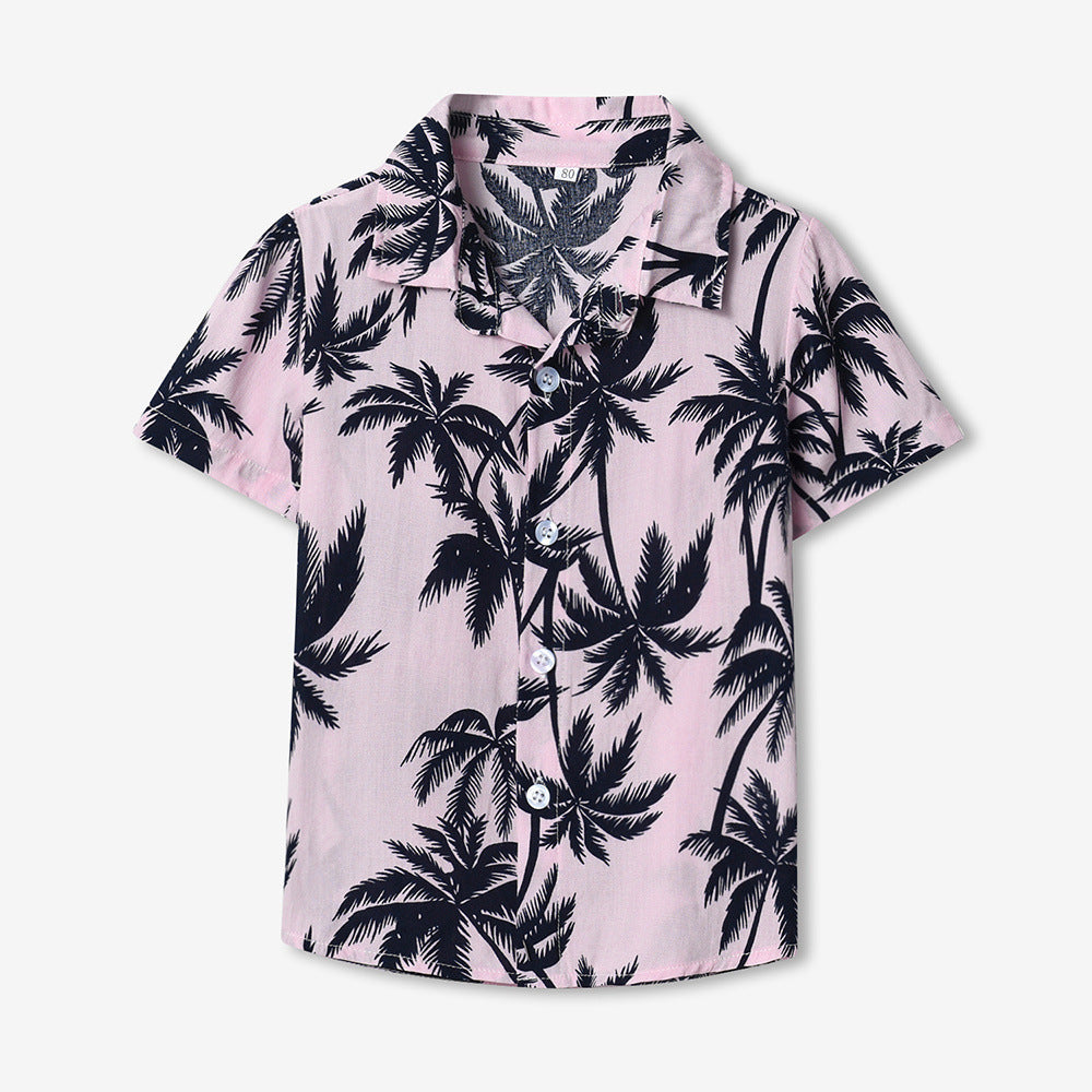 Factory direct wholesale children's floral shirts - perfect for songkran festival, southeast asian water festivals, kids' beach vacations, and casual short-sleeve wear