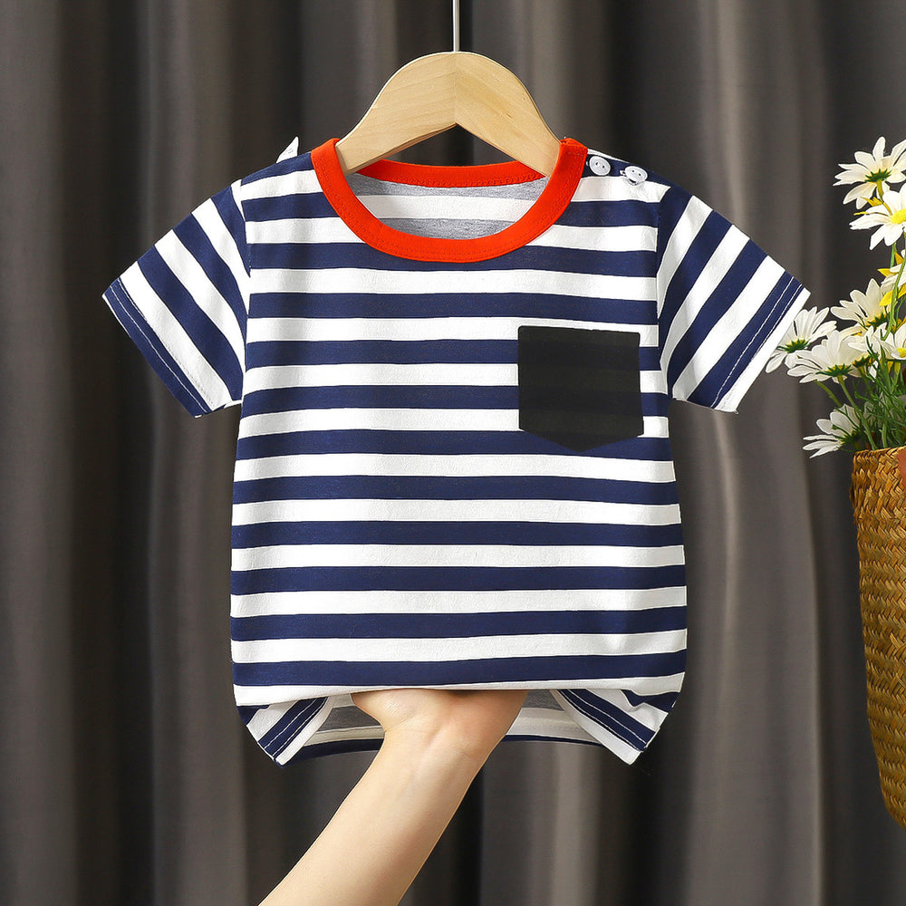 Kids' short-sleeve t-shirt, 100% cotton, baby undershirt, boys' and girls' summer top, 0-7 years old, dropshipping available