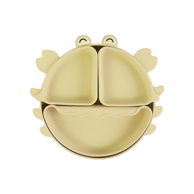 Food grade silicone children's plate baby complementary food bowl cartoon crab grid plate baby independent eating tableware